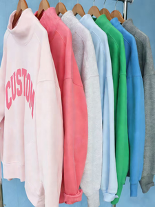 Sweat-shirt surdimensionné en coton côtelé avec logo personnalisé imprimé à l'écran, haut décontracté à col montant pour femme - Product Image 5