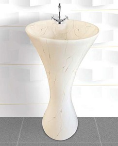 Glossy Surface Column Pedestal Hand Washing <b>Basin</b> Single-Hole Faucet Mount for Hotels Schools Hospitals Washroom - Product Image 3