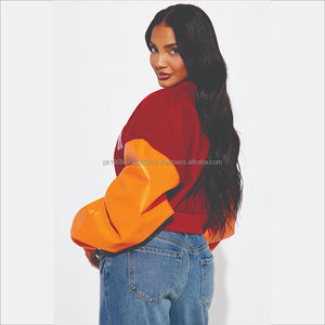 Haute Qualité Rouge Dames Letterman Crop Varsity Vestes Nouvelle Broderie En Gros Élégante pour Automne Hiver Uni Teint - Product Image 6