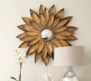 Decorative <b>Gold</b> Metal Wall <b>Mirror</b> Handmade Luxury Accent For Modern Bedroom And Entryway Wall Decor - Product Image 1