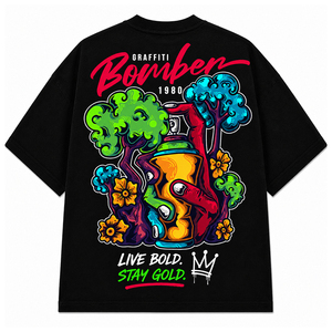 เสื้อยืดโอเวอร์ไซส์ลายการ์ตูนสำหรับผู้ชาย แขนสั้น คอกลม สไตล์สตรีทแวร์ สีดำ - Product Image 3