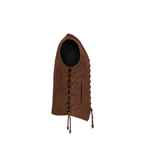 Chaleco de Cuero PU Marrón de Primera Calidad para Hombre, Estilo Motero con Cuello en V y Cordones, con Bolsillos con Cremallera, Otoño 2026 - Product Image 6