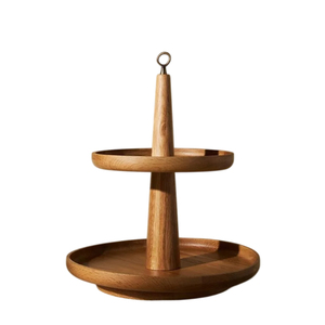 Support à gâteaux et tour à cupcakes à 2 niveaux en bois de manguier, plateau de présentation de desserts rustique fait main pour mariages, fêtes et décoration de goûter - Product Image 6