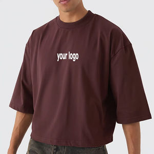 T-shirts d'été unisexes surdimensionnés à épaules tombantes 100 % coton, personnalisables avec logo, écologiques, durables, OEM ODM - Product Image 1