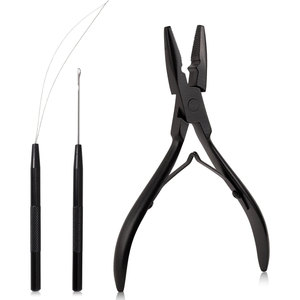 Kit d'extensions capillaires Micro Links professionnel avec pinces, aiguille à boucle, crochet de tirage et outils de pose de perles – Durable - Product Image 1