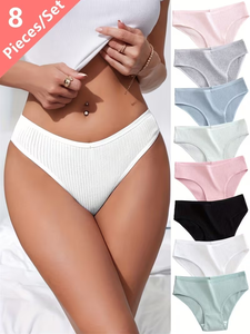 Women's High-Rise Ribbed Lift Panties Breathable Comfortable Stretch Daily Home Solid Color Briefs 1pc Fall Winter Underwear - Product Image 3