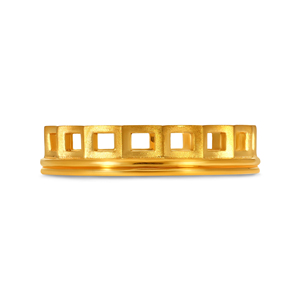 Bague large géométrique ajourée dorée de qualité supérieure avec motif carré répété pour homme, bijoux de luxe - Product Image 3