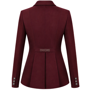 Custom <b>Burgundy</b> <b>Women</b> Horse Riding Double Breasted Tailored Slim Fit Long Sleeve Formal Business Office Printed Eco-Friendly - Product Image 2