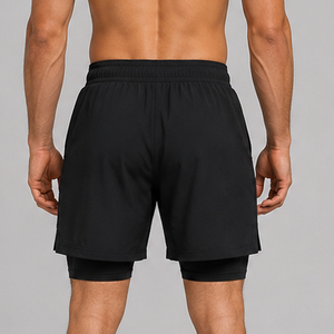 Custom Printed <b>Compression</b> Double Layer <b>Shorts</b> <b>Men</b> Sport Training Mid Waist <b>Shorts</b> 2 in 1 Quick Dry 220 GSM Workout Wear <b>Shorts</b> - Product Image 2