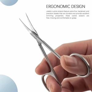 Tijeras para cutículas de uñas de acero inoxidable con punta curva extrafina, removedor profesional de piel muerta, herramienta de manicura y pedicura. - Product Image 5