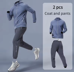 Men's Sportswear Set with Hood Training Gear Breathable <b>Jacket</b> And Pants Fitness Outfit for Comfortable Exercise Clothing - Product Image 2