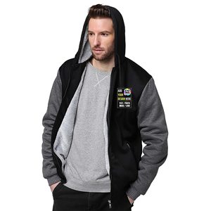 Veste polaire zippée à capuche pour homme, impression personnalisée, design double face, manches raglan, coupe classique, 100% coton, vêtements d'hiver décontractés - Product Image 3