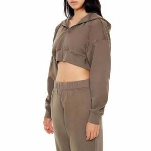 2026 High Quality Custom Wholesale Hot Winter Long Sleeve Women's Hooded Crop Pullover Breathable Cotton Crop Hoodies - Product Image 5