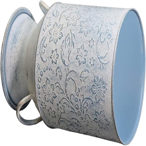 Maceta de Metal Galvanizado Estilo Rústico Vintage, Florero Retro Antiguo, Soporte para Flores de Granja/Campo - Product Image 5