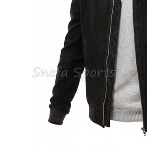 Sheepskin <b>Shearling</b> Leather <b>Jacket</b> Casual <b>Jacket</b> with Zippered Closure Genuine Leather <b>Bomber</b> <b>Jacket</b> for Men's - Product Image 4