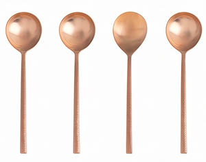 <b>Copper</b> Round Teaspoons Set Modern Flatware Rust Resistant Metal <b>Utensils</b> For Wedding Party Use And Home Dining Use - Product Image 1