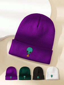 Custom Embroidered Beanie <b>Hat</b> <b>Winter</b> Warm Acrylic Knit Skull Cap Alien Logo Cuffed Beanie Unisex Streetwear OEM Wholesale - Product Image 6