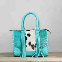 Tas Selempang Kulit Sapi Asli Buatan Tangan Gaya Vintage dengan Rumbai, Tas Kulit Bermotif Barat untuk Wanita, Tas Bahu Bohemian