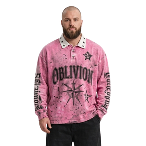 Sweat-shirt à col boutonné marron terre, en molleton de coton épais, confortable et durable, style vintage streetwear, en promotion - Product Image 5
