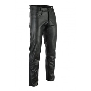<b>Men's</b> <b>Black</b> Leather Breathable Casual Moto Biker <b>Pants</b> High Waist Straight Fit Zipper Fly Multi-Pockets Winter Lightweight 2027 - Product Image 2