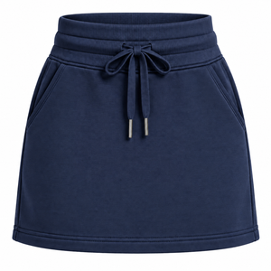 Women's High Waist Solid Color Drawstring Mini <b>Skirt</b> Casual Knitted Spandex Cotton Soft Eco-Friendly - Product Image 1
