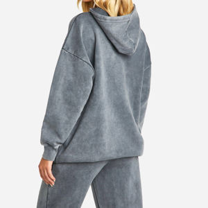 Sweat-shirts à capuche pour femmes, style streetwear, en polyester tricoté, tendance automne, avec logo personnalisé, effet délavé, qualité supérieure, vente en gros OEM, collection 2026 - Product Image 3