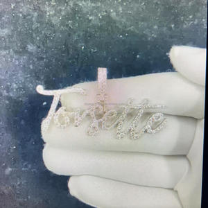 Pendentif en argent 925 personnalisé en usine, bijoux glacés pour hommes, diamants en moissanite VVS, chaîne cubaine, nom personnalisé en 3D, fête branchée - Product Image 4