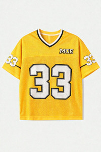 Camiseta Deportiva Moderna Personalizada con Pedrería Rosa Brillante, Camiseta con Cuello en V y Gráficos de Pedrería con Número Personalizado, Camiseta de Fútbol Americano - Product Image 2