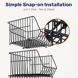 Panier de rangement moderne en fil métallique noir avec poignées, organisateur de placard durable pour la maison - Product Image 1