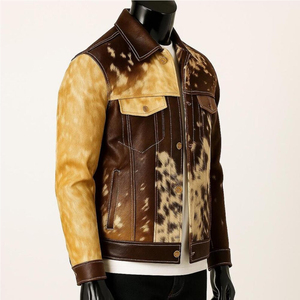 Premium <b>Men's</b> High Quality Genuine <b>Leather</b> Handmade Cowhide <b>Leather</b> <b>Jacket</b> Western Style for <b>Men</b> <b>Cheap</b> Price OEM Custom - Product Image 2