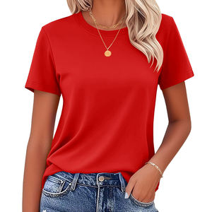 Camisetas de algodón 100% para mujer, cuello redondo, informales, transpirables, de secado rápido, de color liso, para gimnasio, deporte, correr, yoga, ¡en oferta! - Product Image 2