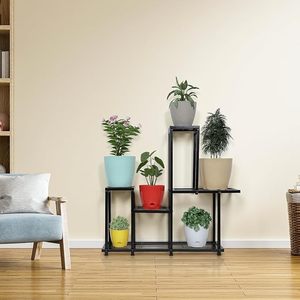 Modern Metal Plant Rack With Square Design For Indoor Flower And Green Plant Display Minimalist <b>Style</b> <b>Powder</b> Coated Finish - Product Image 1