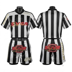 Premium 120 GSM Breathable Sleeveless Polyester Mesh Jersey Short Set Black <b>White</b> Striped Sportswear Custom Heat Transfer Logo - Product Image 1
