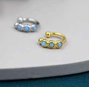 Manchette d'oreille en opale en argent sterling, argent ou or, boucles d'oreilles minimalistes sans perçage, manchette d'oreille opale - Product Image 1