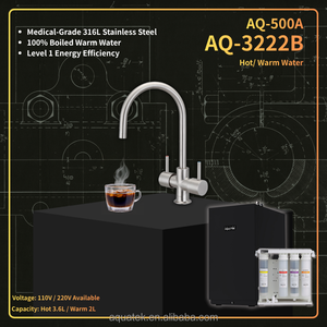 Distributeur d'eau chaude et froide sous évier Aquatek AQ-3222B en acier inoxydable 316L avec système RO AQ-500A 110V 220V pour usage domestique - Product Image 1