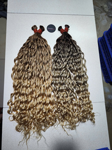 Extensions de cheveux naturels en vrac, ondulations profondes pour tressage, boucles profondes, double trame, cheveux Remy vietnamiens, 100 grammes, colorées - Product Image 4