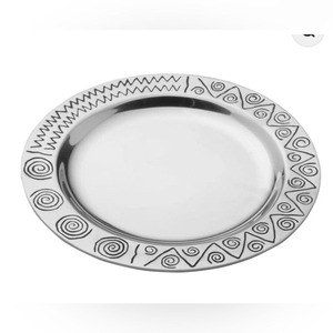 ROYAL HOME COLLECTION Assiette de Présentation Moderne en Acier Inoxydable avec Bord Perlé Finition Argentée pour Mariage et Décoration de Table à Manger - Product Image 2