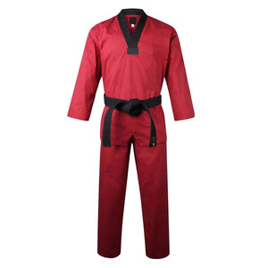 Soft Durable Men Taekwondo Uniform Front Breathable Lightweight Polyester/Cotton Martial Arts Outfit Suitable for Beginners - Product Image 1