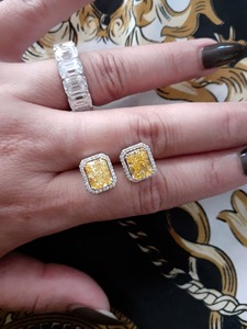 Pendientes de Diamantes Cultivados en Laboratorio, Color Amarillo Radiante, Oro Blanco de 14K, Certificados por IGI, Estilo Minimalista, Regalo para Compromiso, Boda o Fiesta - Product Image 3