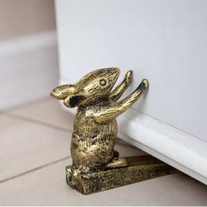 Tope de Puerta Decorativo de Latón Macizo con Forma de Animal, Tope de Puerta de Latón con Acabado Antiguo, Tope de Puerta de Latón Resistente - Product Image 1