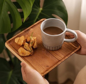 Plateau et assiettes de service en bois naturel, magnifiquement fabriqués à la main, en bois d'acacia et de manguier, pour une restauration écologique - Product Image 1