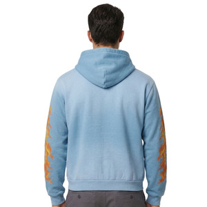 เสื้อฮู้ดซิปเต็มตัวผู้ชาย ลายกราฟิกเปลวไฟแบบกำหนดเอง ประดับเพชรเม็ดเล็ก ผ้าฝ้ายฟลีซพรีเมียม เสื้อฮู้ดสตรีทแวร์คุณภาพสูง สินค้าขายส่ง - Product Image 3