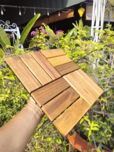 Interlocking Acacia Wood Patio <b>Tiles</b> 300 X 300 mm Gold Teak decoring balcony walkway <b>garden</b> yard swimming pool interior - Product Image 4