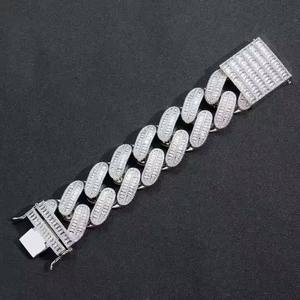 Luxury 925 Silver Chain Link Bracelet Baguette Cut Diamond Channel Setting Geometric Unisex Everyday Wear - Product Image 1