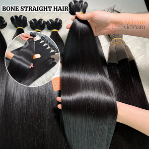 Extensiones de cabello humano virgen crudo Color Natural # 1B Super Double Drawn Bone Straight Style Producto de calidad para ventas de Navidad - Product Image 3