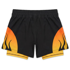 Men's Quick Dry Eco-Friendly Breathable 2-in-1 Sports Shorts Double-<b>Layer</b> Running Anti-Slip Side Pockets <b>Mid</b> Waist Knee-Length - Product Image 3