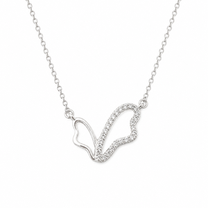 Collier pendentif papillon en argent sterling 925 avec zircone cubique, finition polie, élégant, bijoux pour femmes, cadeau, usage quotidien, fête, mariage - Product Image 2