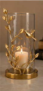Porte-bougie moderne en métal doré et noir avec coupelle en verre pour la décoration intérieure et les mariages – Support décoratif pour bougies en vente - Product Image 4