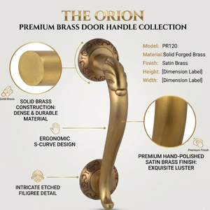 Manija de Puerta de Diseño Moderno y Duradero de Latón Macizo Lyra |   Palanca Curva de Lujo con Grabado Ornamental para Hoteles Arquitectónicos de Alta Gama - Product Image 5