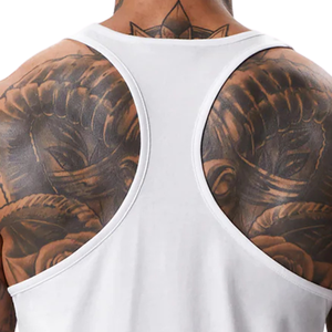 Custom <b>Men's</b> <b>White</b> Cotton Knitted Racerback Tank Top Sleeveless Gym Fitness <b>Vest</b> Breathable Summer Sports Wear Embroidery - Product Image 5